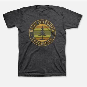 NWT BASS OUTDOOR Heather Gray Circle Trademark Logo Tee Shirt Small